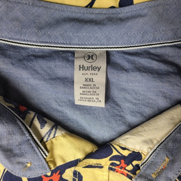 Hurley Men's Short Sleeve Button-Up Shirt XXL Stretch Cotton Blend — EUC - Picture 5 of 7